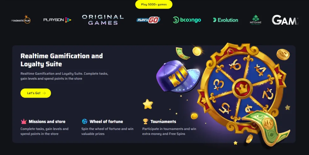 BDM Bet realtime gamifikačné rozhranie s vernostnými odmenami a kolesom šťastia.
